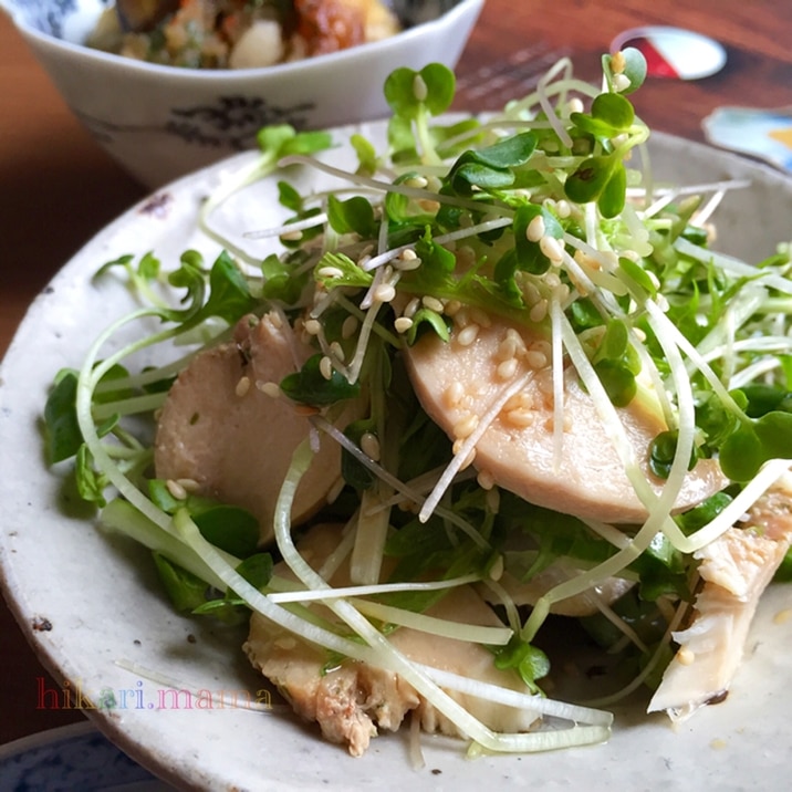 レンジで簡単!♪鶏胸肉でしっとり鶏ハムサラダ♡
